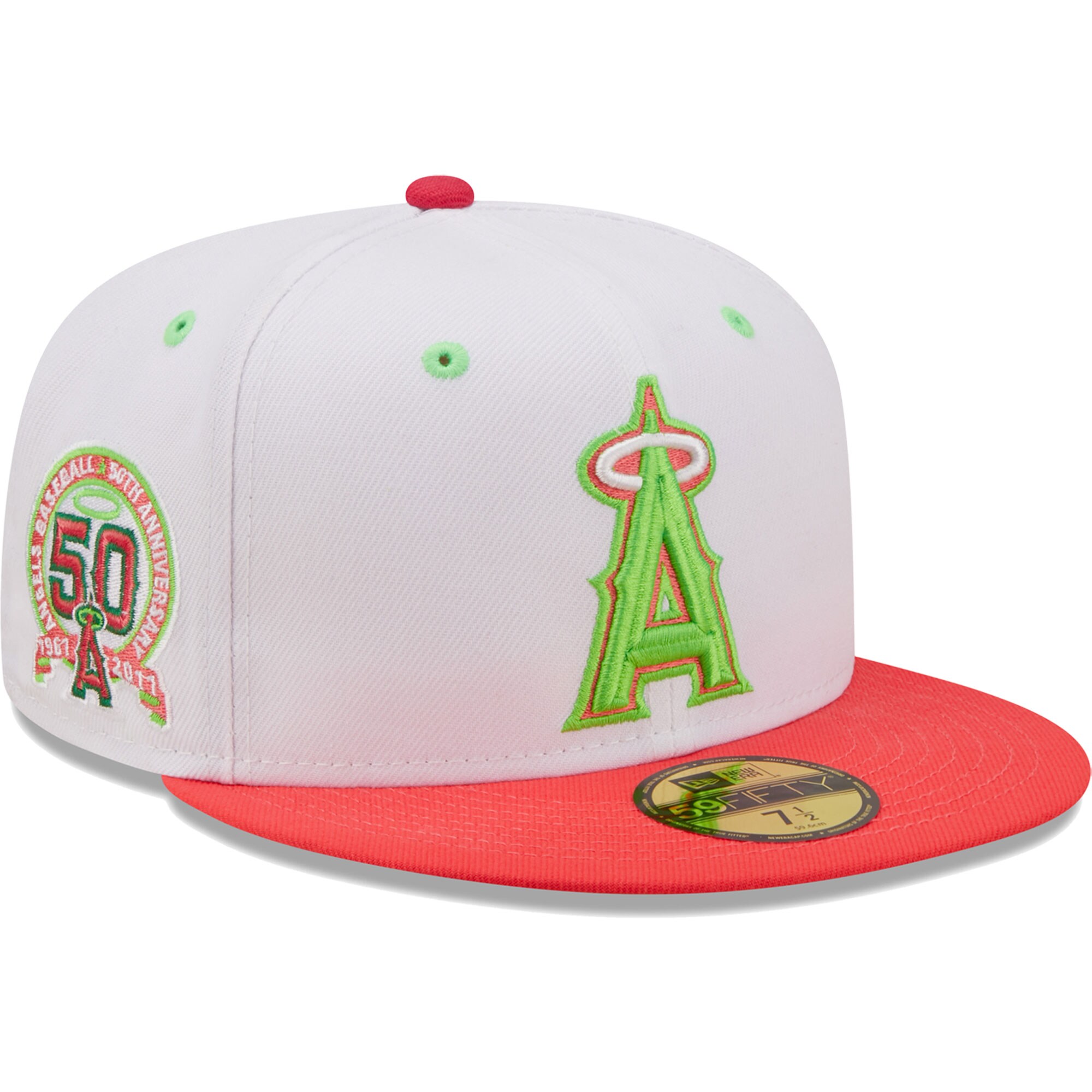 Los Angeles Angels Jerseys Shop – mens los angeles angels new era whitecoral 50th anniversary strawberry lolli 59fifty fitted hat Baseball Jerseys and Caps for Fans
